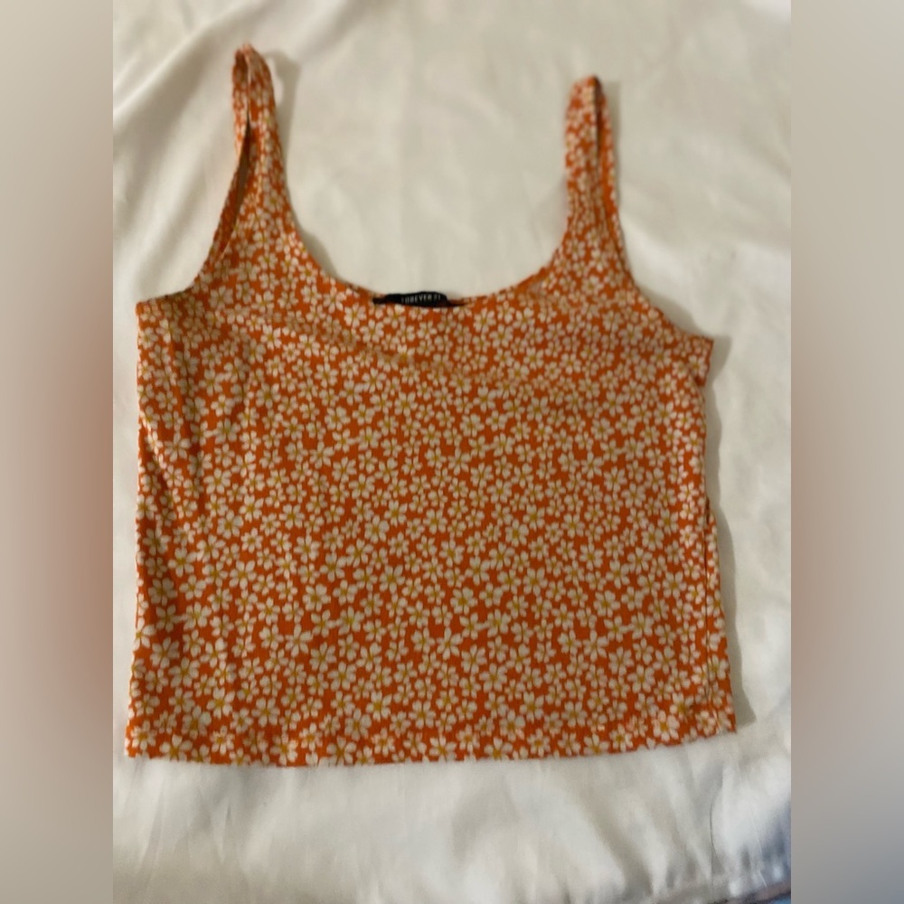 Floral print cropped tank top